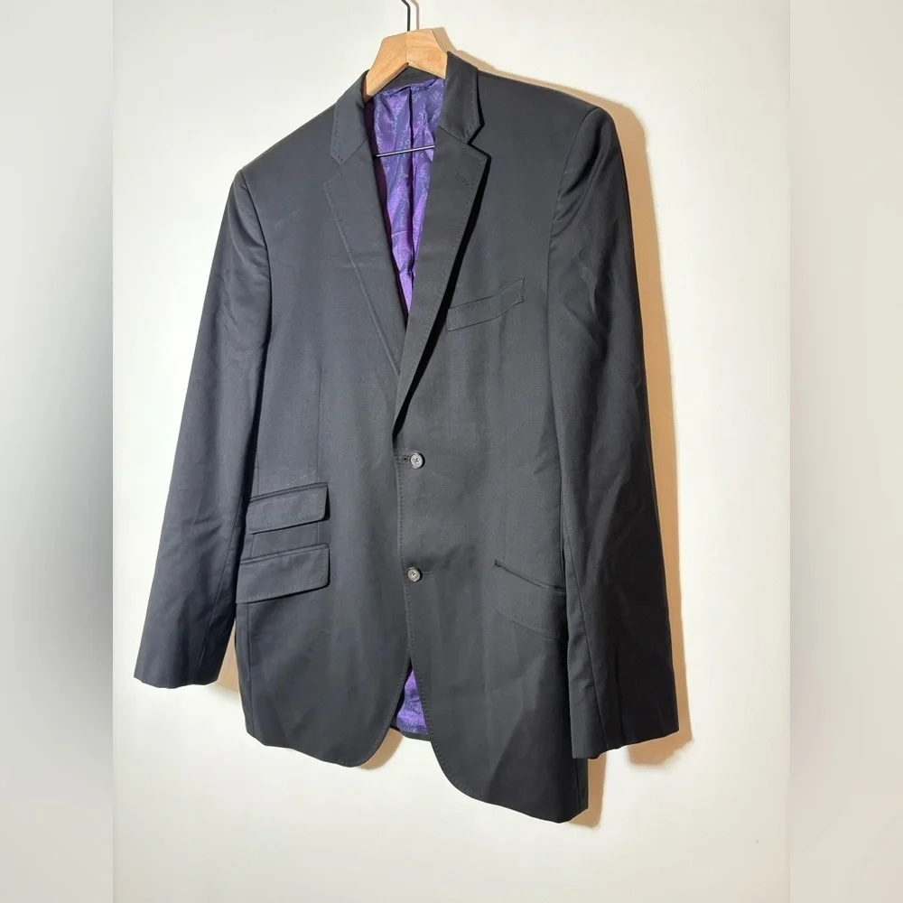 Ted Baker Sport Coat Mens 42 Black Purple Endurance Wool Liner Jacket Blazer